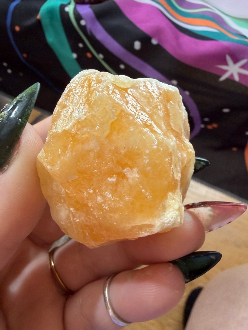 Natural Orange Calcite Crystal Nugget - Handheld Home Accent